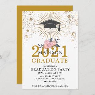 Graduation Party Gold Pink Class Of 2021 Invitation