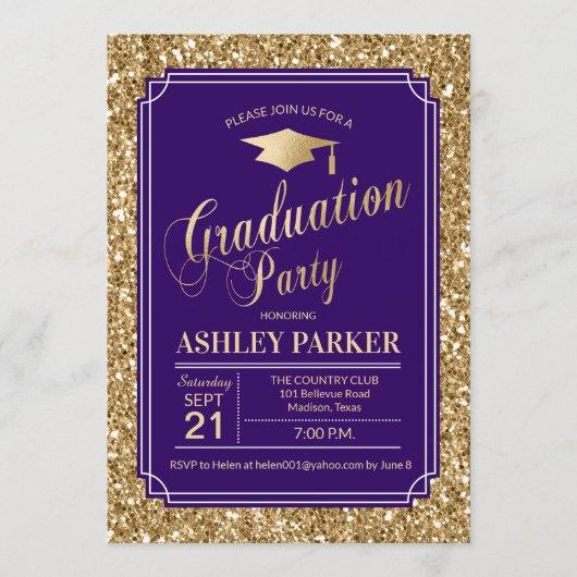 Graduation Party - Gold Purple Invitation