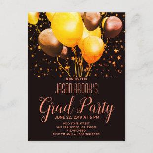 Graduation Party Gold Rose Gold Balloons Invite