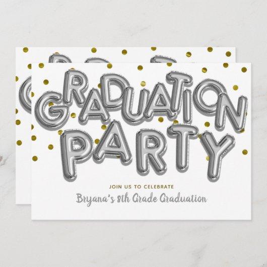 Graduation Party Gold Silver Balloons Celebration Invitation