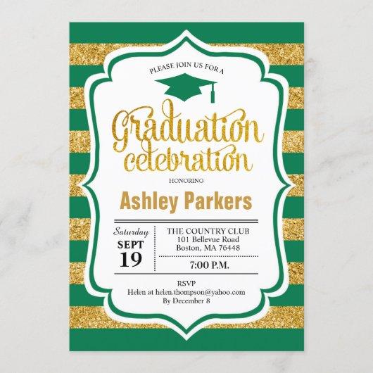 Graduation Party - Green Gold Gold Invitation