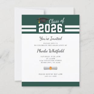 Graduation Party Green White Grad 2023 Invitation
