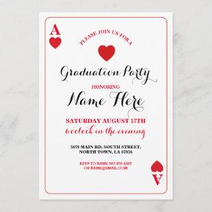 Graduation Party Hearts Playing Card Vegas Invite