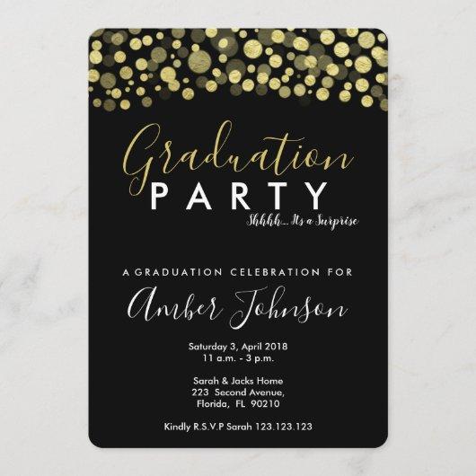 graduation party invitation, black and gold invitation