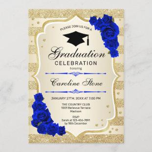 Graduation Party Invitation - Gold Royal Blue