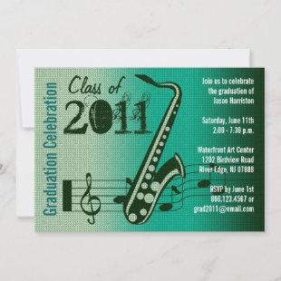 Graduation Party Invitation Music Saxophone