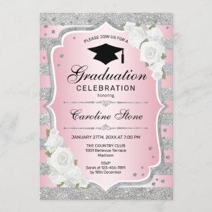 Graduation Party Invitation - Pink Silver