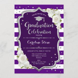 Graduation Party Invitation - Purple Silver White