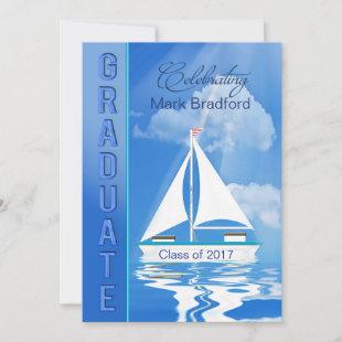 Graduation Party Invitation - Sailboat - Blue Sea
