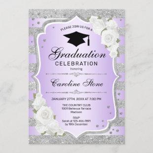 Graduation Party Invitation - Silver Purple