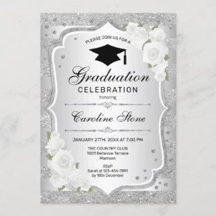 Graduation Party Invitation - Silver White