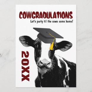 Graduation Party Invite - Funny Cow in Grad Cap
