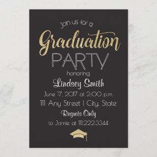 Graduation Party Invite-Gold Sparkle Design Invitation