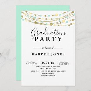 graduation party invite tteal and gold birthday