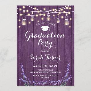 Graduation Party - Lavender Rustic Purple Wood Invitation