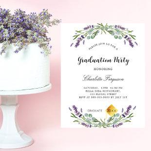 Graduation party lavender violet budget invitation flyer