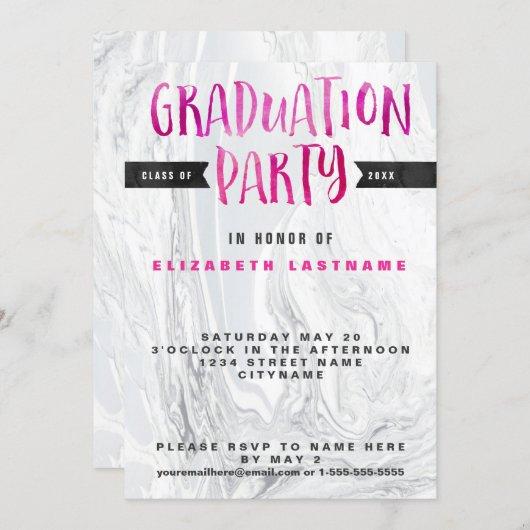 Graduation Party Marble Watercolor Invitation