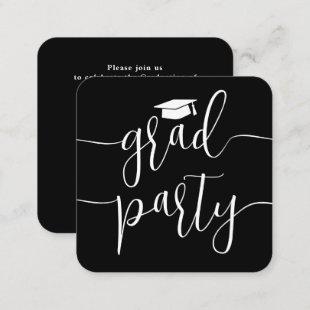 Graduation Party MINI Invitation Black White Card