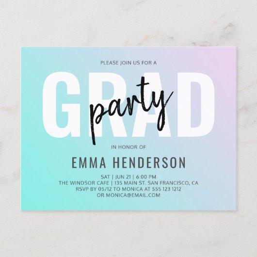 Graduation Party Modern Gradient Bold Invitation Postcard