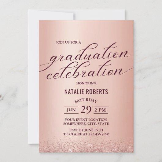 Graduation Party Modern Rose Gold Typography Invitation