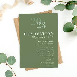 Graduation Party Modern Typography Green Invitation