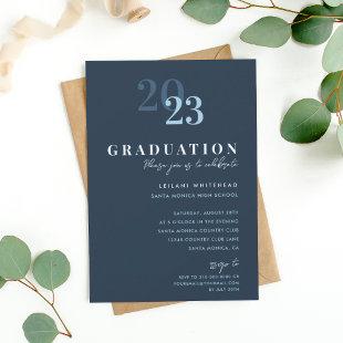 Graduation Party Modern Typography Navy Blue Invitation