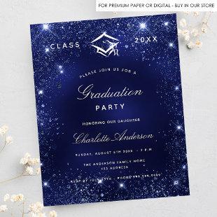 Graduation party navy blue budget invitation flyer