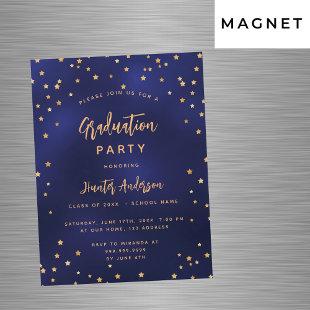 Graduation party navy blue gold stars luxury magnetic invitation