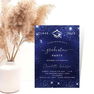 Graduation party navy blue sparkles 2023 invitation