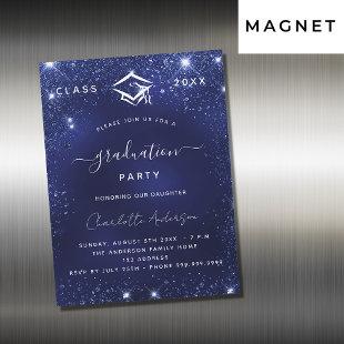 Graduation party navy blue sparkles luxury 2023 magnetic invitation