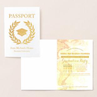 Graduation Party passport gold foil Foil Card