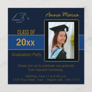 Graduation Party Photo blue Invitation