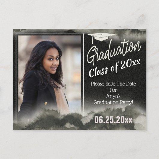 Graduation Party Photo Save The Date Watercolor Postcard