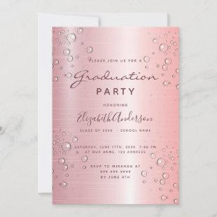 Graduation party pink bubbles invitation