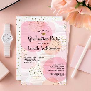 Graduation Party Pink Gold Glitter Chic Modern Fun Invitation