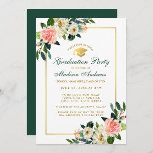 Graduation Party Pink Tropical Floral Invite