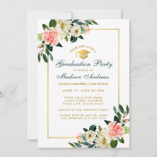 Graduation Party Pink Tropical Floral Invite G