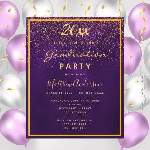 Graduation party purple budget invitation flyer