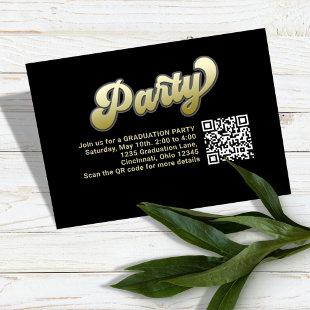 Graduation Party QR Code Gold Modern Typography  Enclosure Card