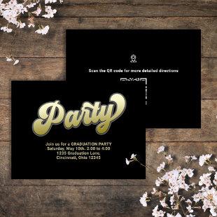 Graduation Party QR Code Gold Typography Map Icon Enclosure Card