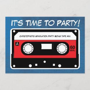 Graduation Party Retro Song Tape Mix Invitation