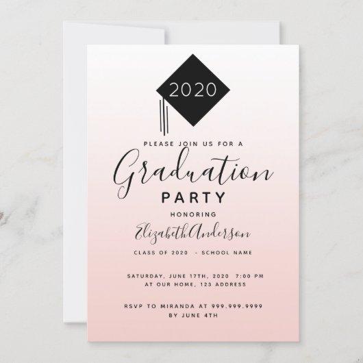 Graduation party rose gold blush girl cap 2022 invitation