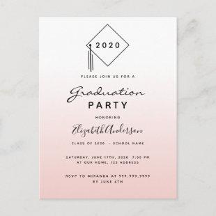 Graduation party rose gold blush invitation postcard