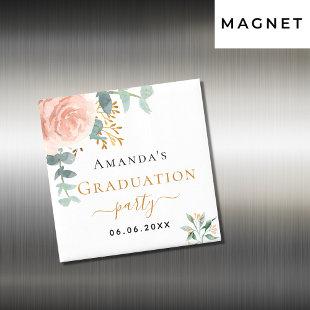 Graduation party rose gold floral save the date magnet