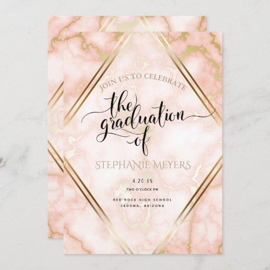 Graduation Party Rose Gold Marble Invitation