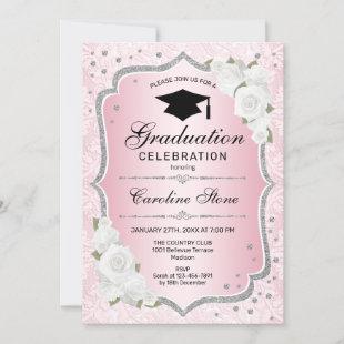 Graduation Party - Rose Gold Pink White Invitation