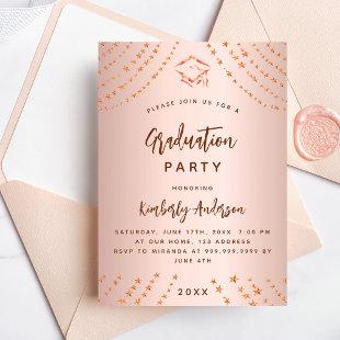 Graduation party rose gold star modern year luxury invitation