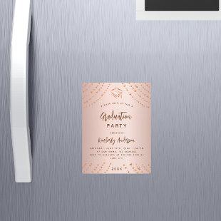 Graduation party rose gold star modern year luxury magnetic invitation