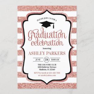 Graduation Party - Rose Gold White Invitation