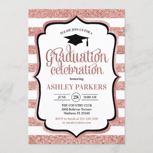Graduation Party - Rose Gold White Invitation